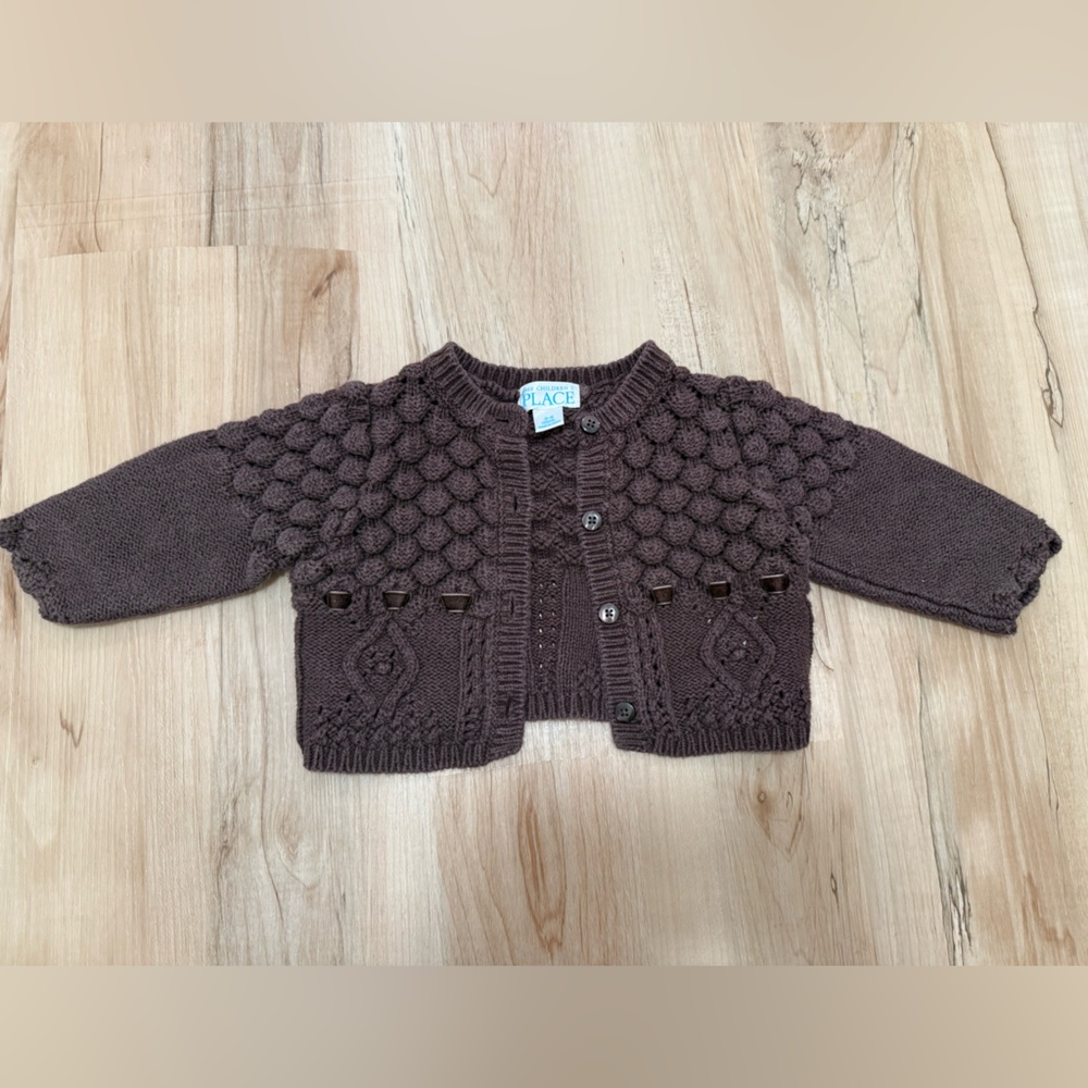 The Children's Place Chocolate Brown Bobble Knit Cardigan